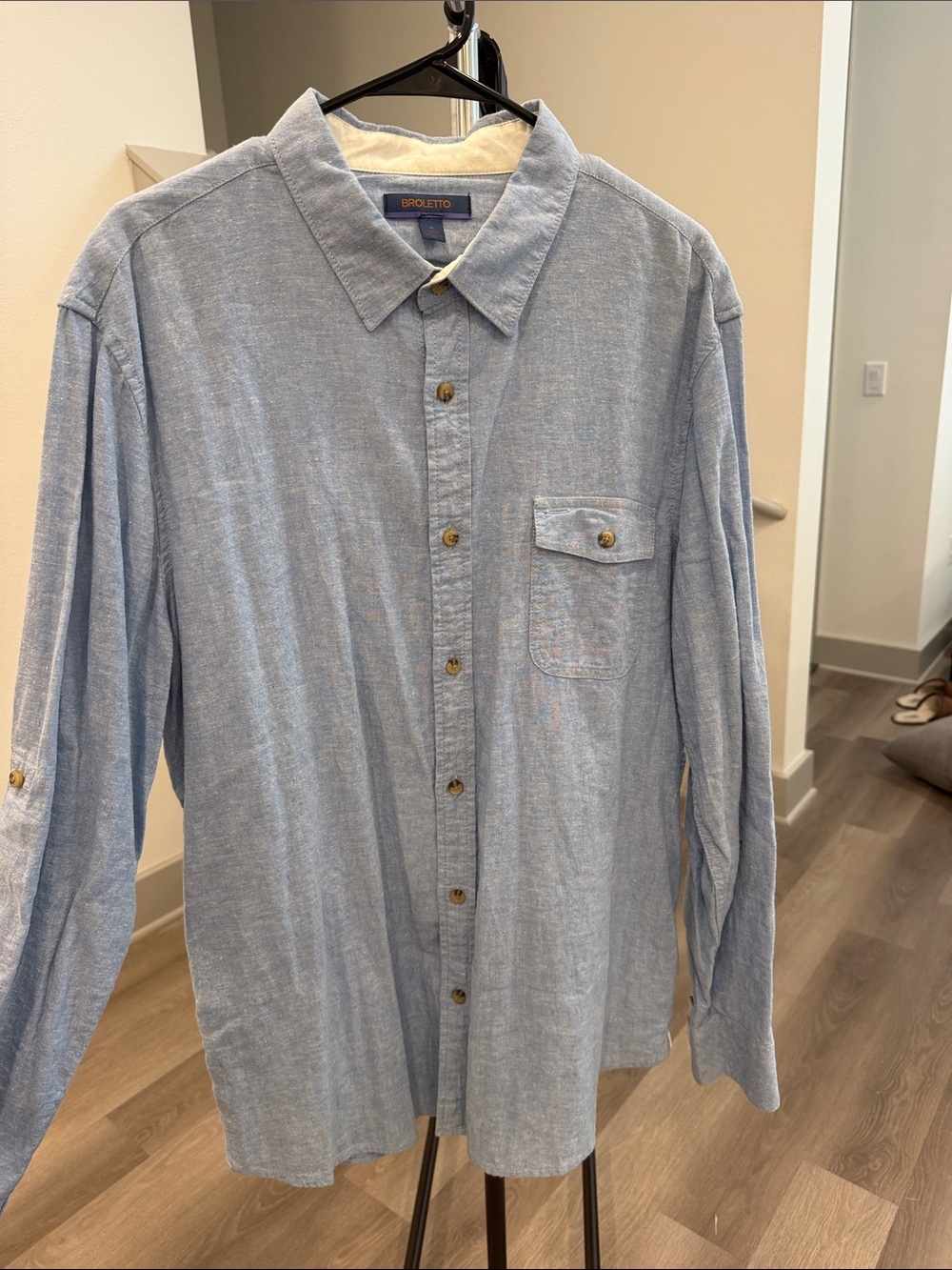 Broletto Light Blue Men's Button-Up linen Shirt
